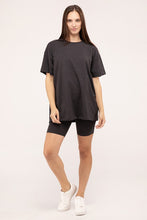 Load image into Gallery viewer, Cotton Round Neck Top &amp; Biker Shorts Set