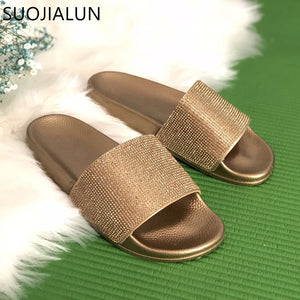 Rhinestone Women Slippers Flip Flops Summer Women Crystal Diamond Bling Beach Slides Sandals Casual Shoes Slip On Slipper - My Girlfriend's Closet STL Boutique 