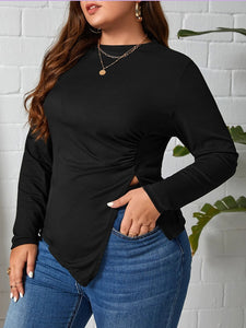 Plus Size Slim Fit Asymmetric T shirt Top