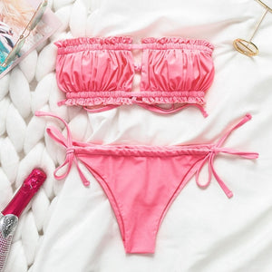 Peachtan Sexy pink swimwear women bathing suit Bandeau bikinis 2019 mujer Micro swimsuit female Push up two-piece suit summer - My Girlfriend's Closet STL Boutique 