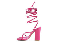 Load image into Gallery viewer, POLE DANCE LACE UP BLOCK HEELED SANDAL