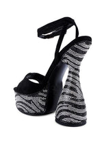 Load image into Gallery viewer, BACKSTAGE ULTRA HIGH PLATFORM DIAMANTE SANDALS