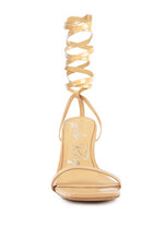Load image into Gallery viewer, LEWK STRAPPY TIE UP SPOOL HEEL SANDALS