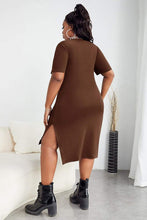 Load image into Gallery viewer, Plus Size Letter Graphic Split Long T Dress