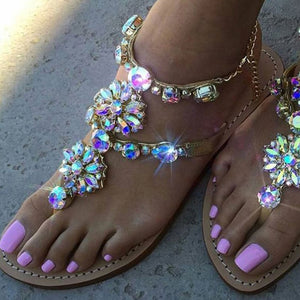 Chain Crystal flat women Sandals - My Girlfriend's Closet STL Boutique 