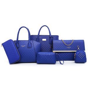 6 Pcs Argyle Pattern Handbag Set - My Girlfriend's Closet STL Boutique 