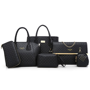 6 Pcs Argyle Pattern Handbag Set - My Girlfriend's Closet STL Boutique 