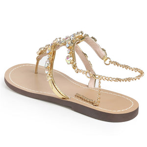 Chain Crystal flat women Sandals - My Girlfriend's Closet STL Boutique 