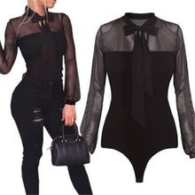Load image into Gallery viewer, Summer  Patchwork Long Sleeve Bodysuit Transparent Tops - My Girlfriend&#39;s Closet STL Boutique 