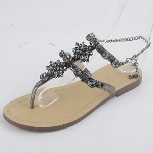 Chain Crystal flat women Sandals - My Girlfriend's Closet STL Boutique 