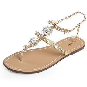 Chain Crystal flat women Sandals - My Girlfriend's Closet STL Boutique 