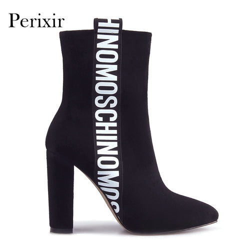 Perixir Faux Suede fashion Ankle Boots for Women Shoes Pointed Toe High Square Heel Botas Mujer Botte Femme - My Girlfriend's Closet STL Boutique 