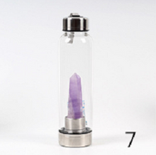 Load image into Gallery viewer, Natural Quartz Gemstone Crystal Glass Elixir Water Bottle - My Girlfriend&#39;s Closet STL Boutique 