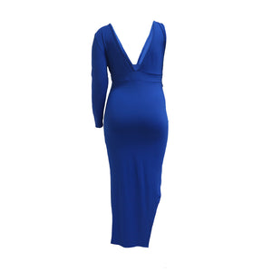 Plus Size Single Sleeve Sexy Hollow Out Maxi Dress