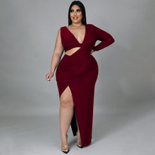 Load image into Gallery viewer, Plus Size Single Sleeve Sexy Hollow Out Maxi Dress