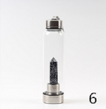 Load image into Gallery viewer, Natural Quartz Gemstone Crystal Glass Elixir Water Bottle - My Girlfriend&#39;s Closet STL Boutique 