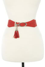 Load image into Gallery viewer, Faux leather tassel fashion stretch belt - My Girlfriend&#39;s Closet STL Boutique 