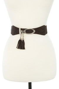 Faux leather tassel fashion stretch belt - My Girlfriend's Closet STL Boutique 