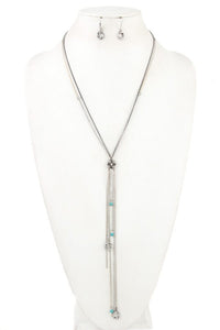 Double chain floral link long necklace set - My Girlfriend's Closet STL Boutique 