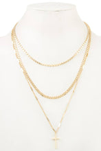 Load image into Gallery viewer, Mix chain layered cross pendant necklace - My Girlfriend&#39;s Closet STL Boutique 