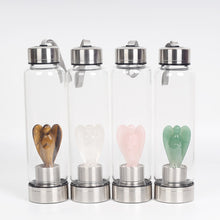 Load image into Gallery viewer, Natural Quartz Gemstone Crystal Glass Elixir Water Bottle - My Girlfriend&#39;s Closet STL Boutique 