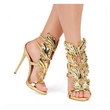 Load image into Gallery viewer, Leather Women Gold Leaf Flame Gladiator Sandal - My Girlfriend&#39;s Closet STL Boutique 