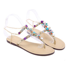 Load image into Gallery viewer, Rhinestones Chains Thong Gladiator Flat Sandals. - My Girlfriend&#39;s Closet STL Boutique 