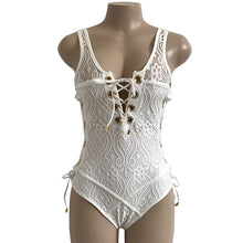 Load image into Gallery viewer, Eyelet lace up swimsuit one piece - My Girlfriend&#39;s Closet STL Boutique 