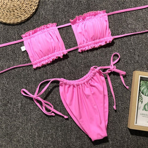 Peachtan Sexy pink swimwear women bathing suit Bandeau bikinis 2019 mujer Micro swimsuit female Push up two-piece suit summer - My Girlfriend's Closet STL Boutique 
