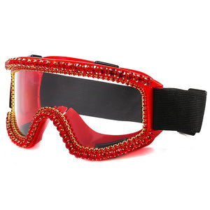 Luxury designer rhinestone goggle sunglasses