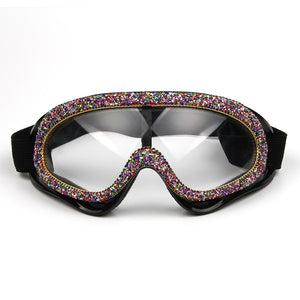 Luxury designer rhinestone goggle sunglasses