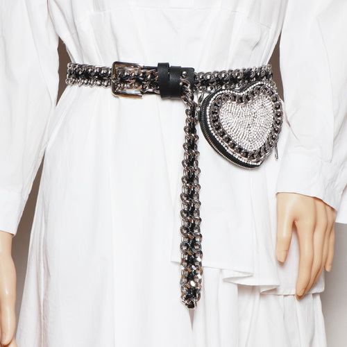 Punk Woven Belt Adjustable with Heart  Fanny Pack