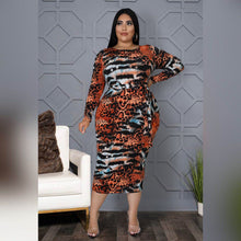 Load image into Gallery viewer, Plus Size Printed Leopard Print Tied Dress