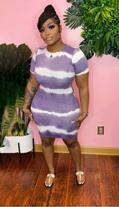 Plus Size Tie Dye Printed Dress