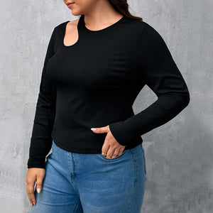 Plus Size Black Thread Knitted Top