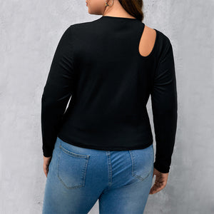 Plus Size Black Thread Knitted Top