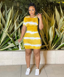 Plus Size Tie Dye Printed Dress