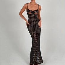 Load image into Gallery viewer, Sexy Suspender Lace Backless Split Polka Dot Dress