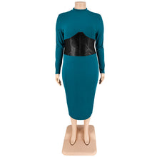 Load image into Gallery viewer, Plus Size Zipper Hit Leather One Step Dress