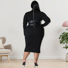 Load image into Gallery viewer, Plus Size Zipper Hit Leather One Step Dress