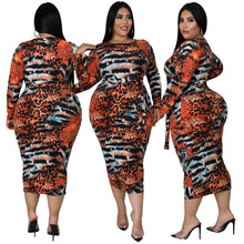 Load image into Gallery viewer, Plus Size Printed Leopard Print Tied Dress
