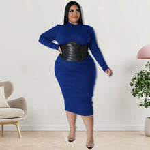 Load image into Gallery viewer, Plus Size Zipper Hit Leather One Step Dress