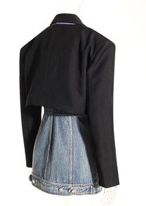 Blazer Matching Denim Dress Skirt Set