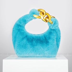 Big Chain Faux Fur Handbags