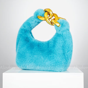 Big Chain Faux Fur Handbags