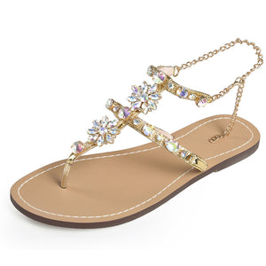 Chain Crystal flat women Sandals - My Girlfriend's Closet STL Boutique 