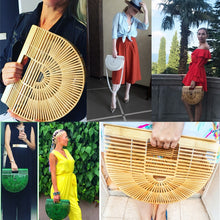Load image into Gallery viewer, Women Handbag Female Big Travel Vacation Totes Bamboo Handbag For Ladies Handmade Woven Straw Beach Bag Summer Women&#39;s Purse - My Girlfriend&#39;s Closet STL Boutique 