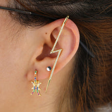 Load image into Gallery viewer, 1 PIECE white/rainbow lightning bolt long clip cuff earring