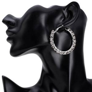 Fashion Trendy Stunning Glass Rhinestone Gems Hoop Earrings