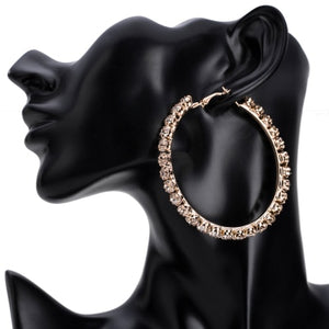 Fashion Trendy Stunning Glass Rhinestone Gems Hoop Earrings